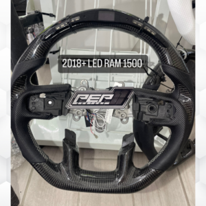 2018+ Dodge Ram 1500 LED / Carbon Fiber / Black Leather / White Stitching / Carbon Thumb Inlays
