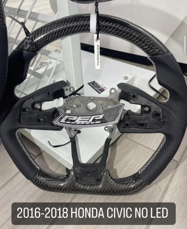 2016-2018 Honda Civic Non LED / Carbon Fiber / Black Leather / White Stitching