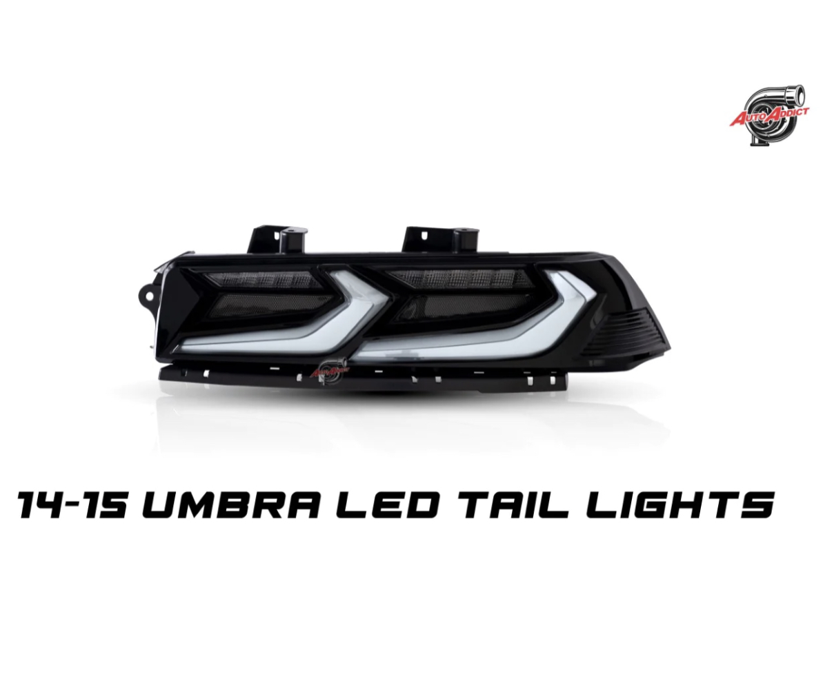 2014-2015 CHEVY CAMARO UMBRA LED TAILLIGHTS GLOSS BLACK/SMOKE LENS
