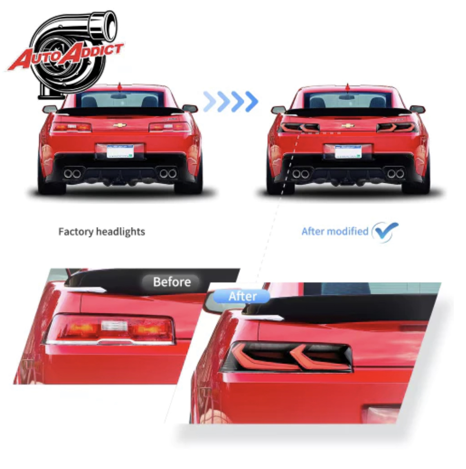 2014-2015 CHEVY CAMARO UMBRA LED TAILLIGHTS GLOSS BLACK/SMOKE LENS - Image 9