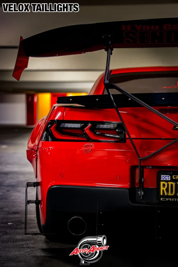 2014-2015 CHEVY CAMARO VELOX LED TAILLIGHTS GLOSS BLACK/RED LENS - Image 8