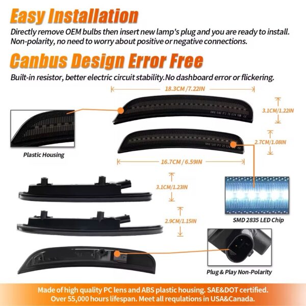 LED RGB White Reflectors/Side marker - Charger 2015+ - Image 3
