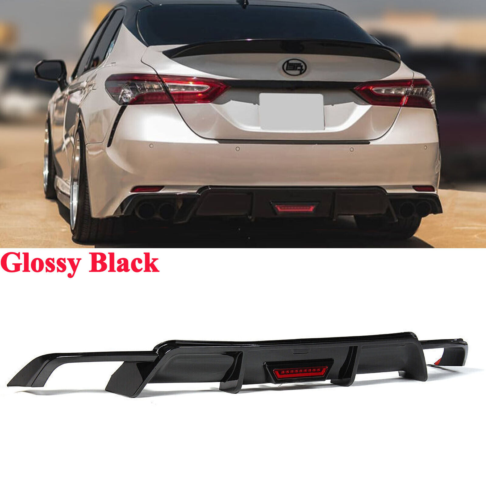Glossy Black For Toyota Camry SE XSE 2018-2023 Rear Bumper Diffuser W ...