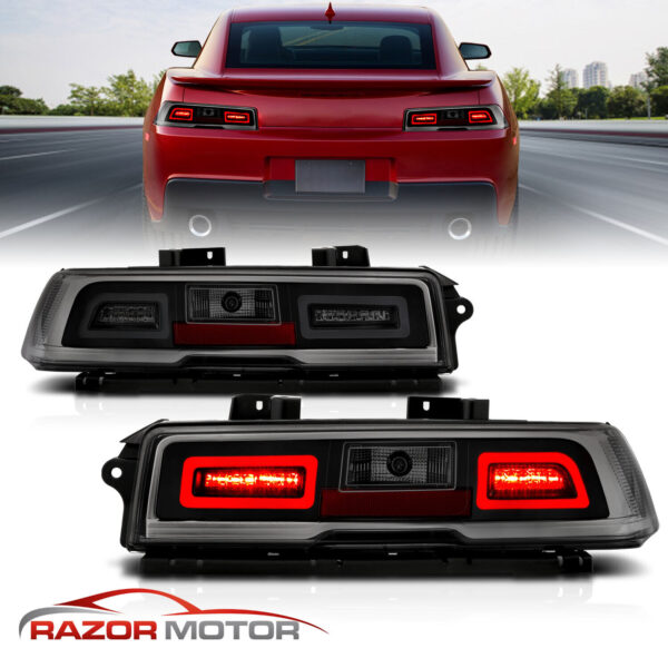 2014 2015 Chevy Camaro LED Smoke Rear Brake Replacement Tail Lights Lamps - Image 3