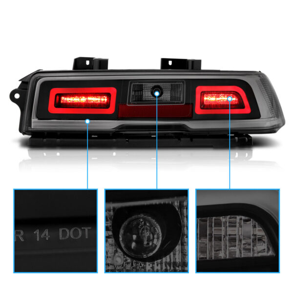 2014 2015 Chevy Camaro LED Smoke Rear Brake Replacement Tail Lights Lamps - Image 5
