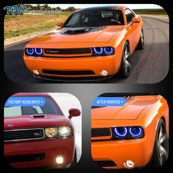 VLAND RGB LED 2* Headlights For Dodge Challenger 2008-2014 Assembly Sequential - Image 5