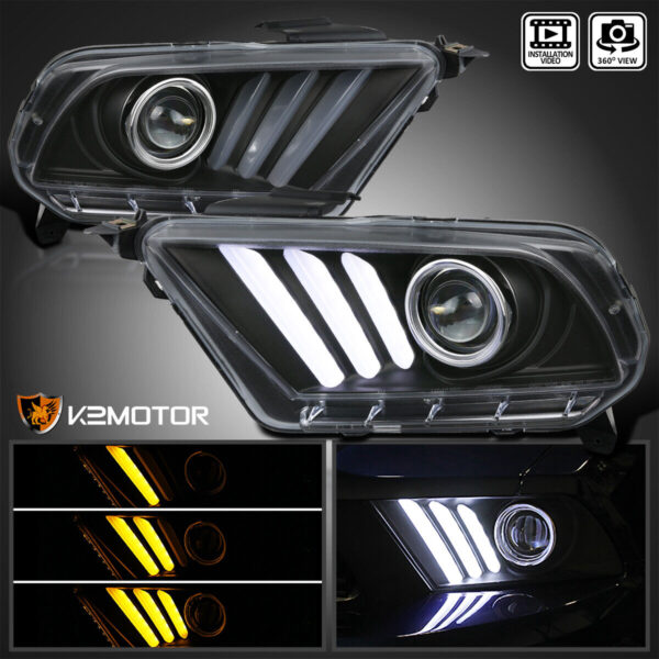 2010-2014 Ford Mustang Sequential LED Signal DRL Projector Headlights - Image 3
