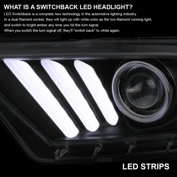 2010-2014 Ford Mustang Sequential LED Signal DRL Projector Headlights - Image 2