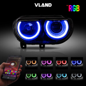 VLAND RGB LED 2* Headlights For Dodge Challenger 2008-2014 Assembly Sequential