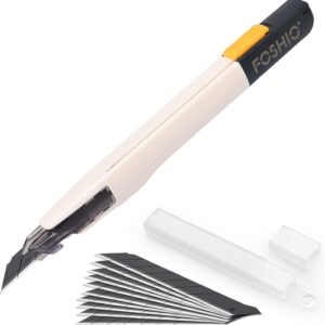 FOSHIO Craft Knife for Art, Craft, Model Making, Auto Locking Retractable Utility Knife with 10PCS Replacement Snap Off Blades 9MM