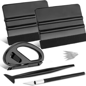 Car Wrap Kit, Vinyl Wrap Kit, Tint Kit Includes Square with Flannel Squeegee, Carving Knife, Safe Membrane Cutter, Edge Trimming Squeegee.