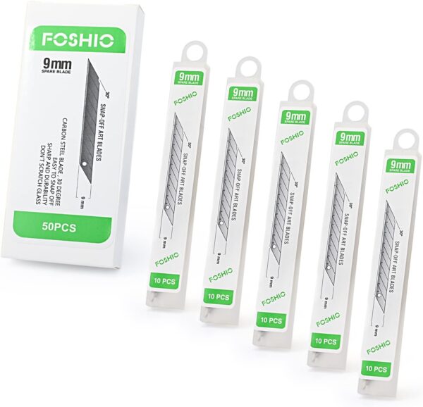 50 Pack 30 Degree Snap Off Blades 9MM, Universal Utility Knives Hobby Knife Blades Vinyl Wraps Cutter Knife Replacement Blades