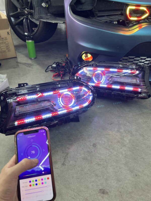 2015-2023 Charger RGB Flow series with halo prebuilt headlight assembly