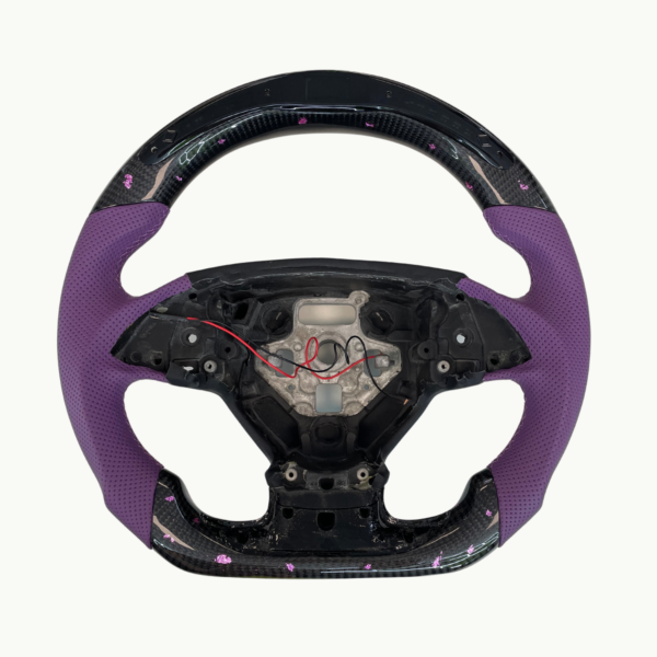 C7 CORVETTE LED CARBON with Flakes STEERING WHEEL Purple Leather & Stitch