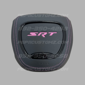 Solid Pink SRT Airbag Cover Black Leather / Pink Stitch