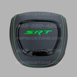 Solid Green SRT Airbag Cover Black Leather / Green Stitch