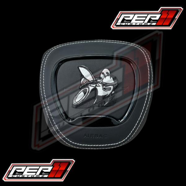 Scat Bee Airbag Cover Black Leather / Black & White Stitch