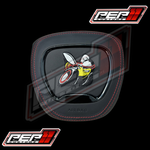 Scat Bee Colored Airbag Cover Black Leather / Red Stitch
