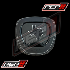 Texas Airbag Cover Black Leather /  White Stitch