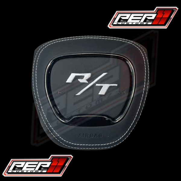 R/T White Stitched AIR BAG COVER Black Leather