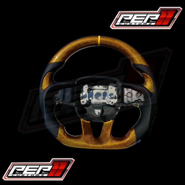 Yellow carbon NO led steering wheel