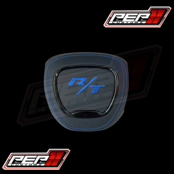 R/T Blue Stitched AIR BAG COVER Black Leather