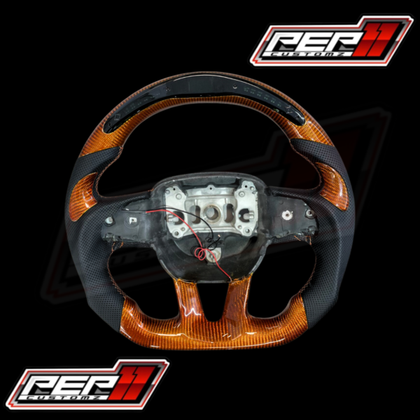 Orange carbon LED RPM steering wheel
