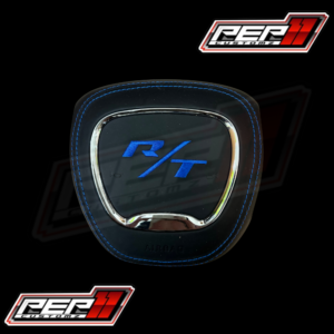 R/T Blue Stitch / Leather / Chrome Trim Airbag Cover