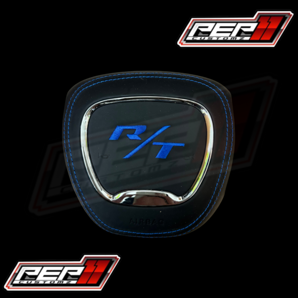 R/T Blue Stitch / Leather / Chrome Trim Airbag Cover