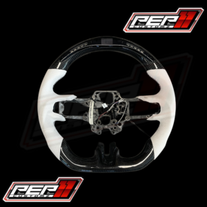 2018+ Ford Mustang LED / Carbon Fiber / White Leather / Black Stitching