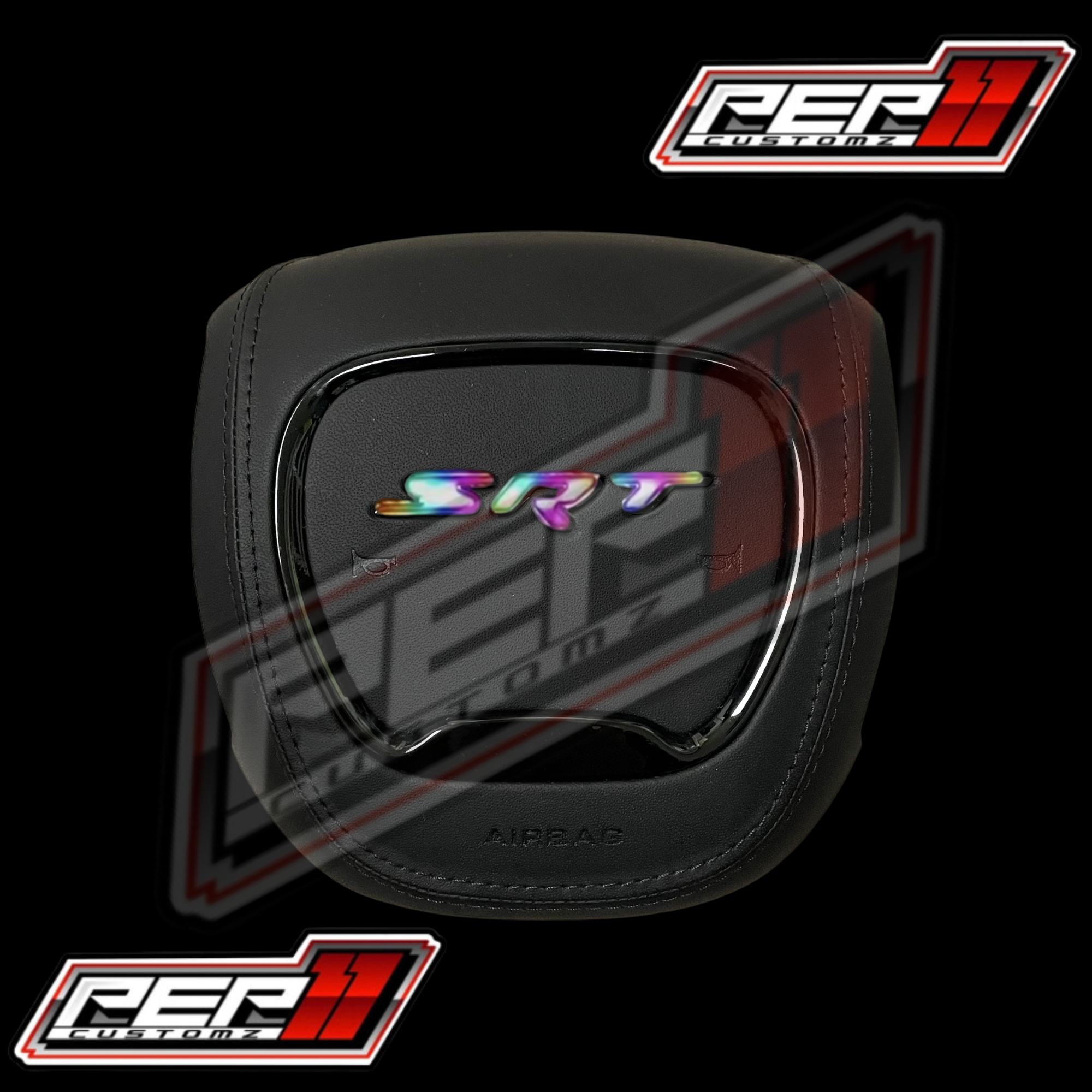 LED  ‘SRT’ RGB /FLOW - AIRBAG COVER LEATHER, Black Stitch