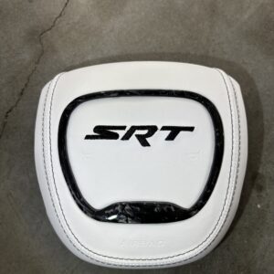 Srt stitched Airbag Cover White Leather / Forged Carbon Trim / Black Stitch