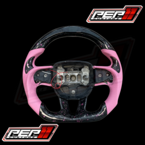 Forged Pink Flakes Pink Leather LED RPM Steering Wheel