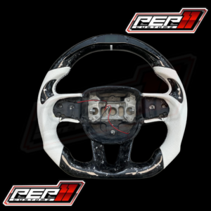Forged Black Flakes Leather White Strip LED RPM Steering Wheel *MADE TO ORDER 6-8 WEEK MANUFACTURING TIME