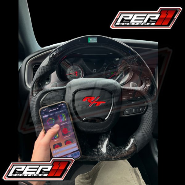 *Combo* Forged carbon Red flakes LED RPM STEERING WHEEL WITH Black R/T Flow Airbag cover