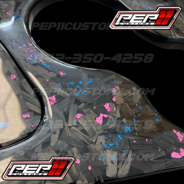Challenger Carbon Fiber Dash Cover Set Pink + Blue Flakes  (CUSTOM ORDER) - Image 4