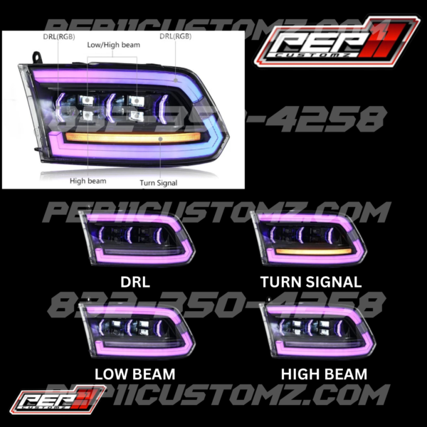 RAM 1500 2009-2018 RGB LED HEADLIGHTS - Image 7