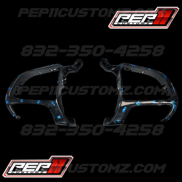 2015+ Dodge Charger , Challenger , Durango Steering Wheel Forged Carbon Fiber w/ Blue Flakes Button Trim Inserts - Image 2