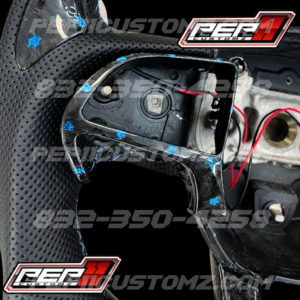 2015+ Dodge Charger , Challenger , Durango Steering Wheel Forged Carbon Fiber w/ Blue Flakes Button Trim Inserts