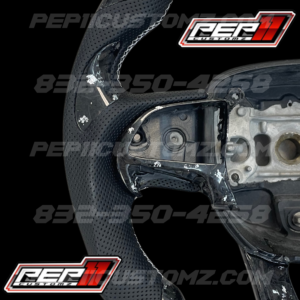 2015+ Dodge Charger , Challenger , Durango Steering Wheel Forged Carbon Fiber w/ White Flakes Button Trim Inserts