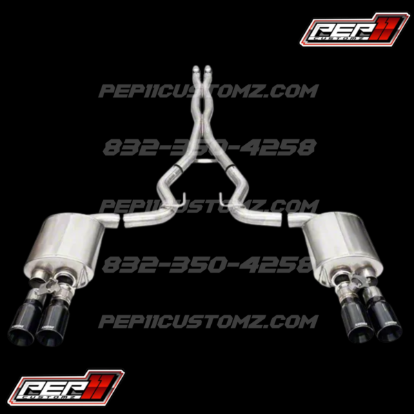 Corsa Performance Xtreme Valved Cat-Back Exhaust with Straight Cut Black Tips 24-25 Mustang GT Fastback w/ Active Exhaust  /