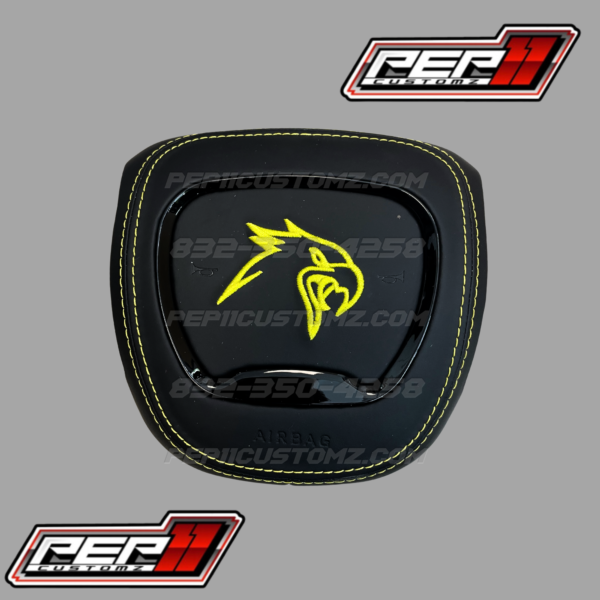 Trackhawk Black Leather Yellow Stitch Airbag Cover