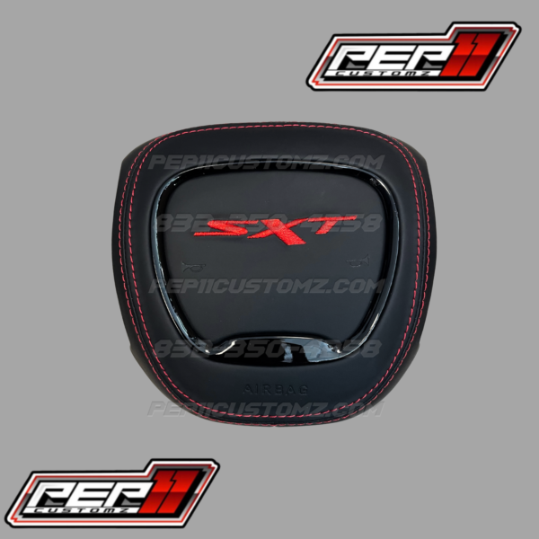 SXT Black Leather Red Stitch Airbag Cover