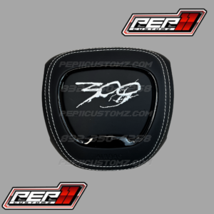 300 Black Leather White Stitch Airbag Cover