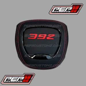 392 Red Stitched AIR BAG COVER Black leather *MADE TO ORDER