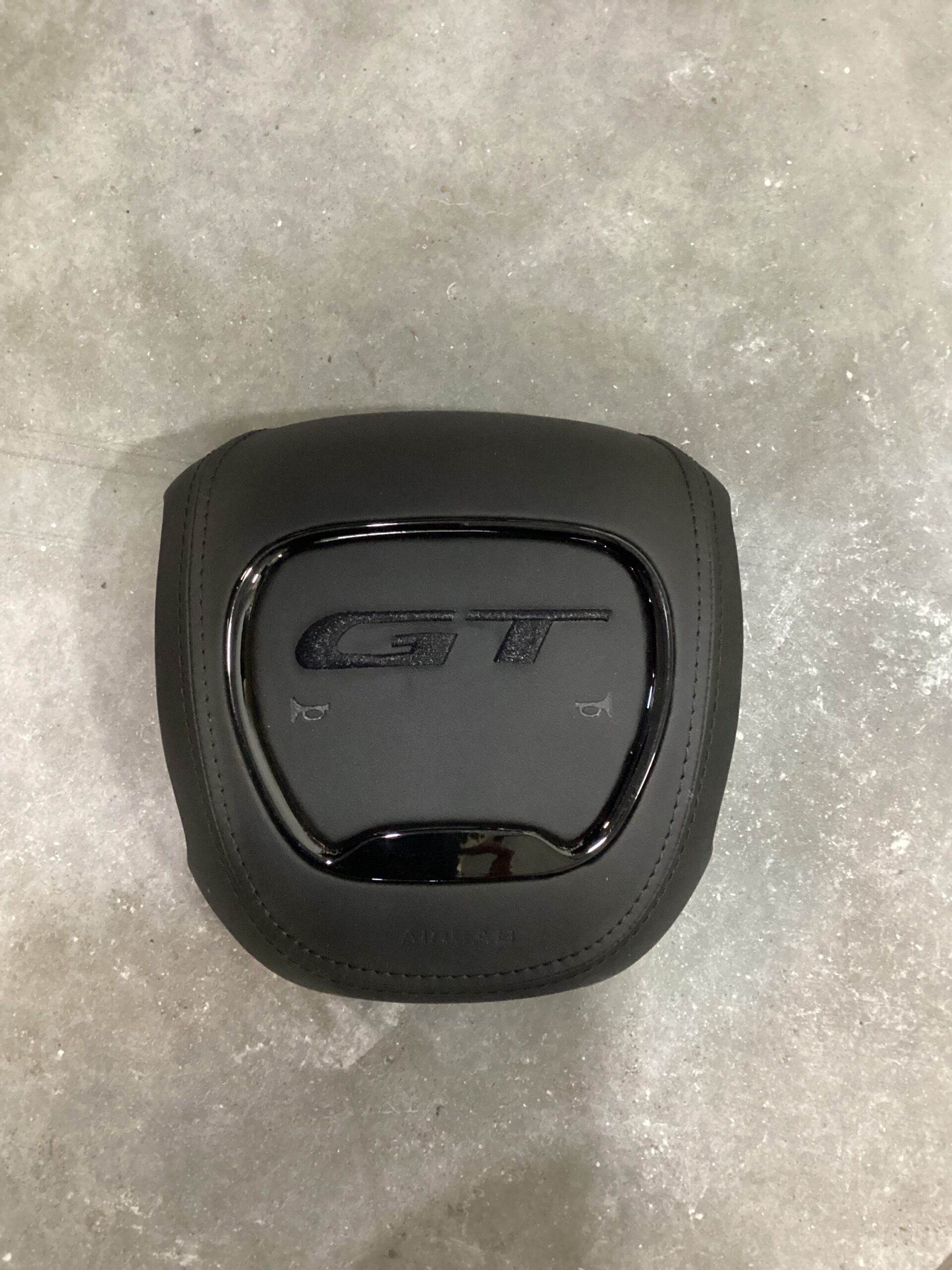 GT Black Leather Black Stitch Airbag Cover