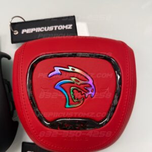 LED ‘HELLCAT’ STYLED RGB/FLOW RED LEATHER & STITCH / FORGED W RED FLAKES