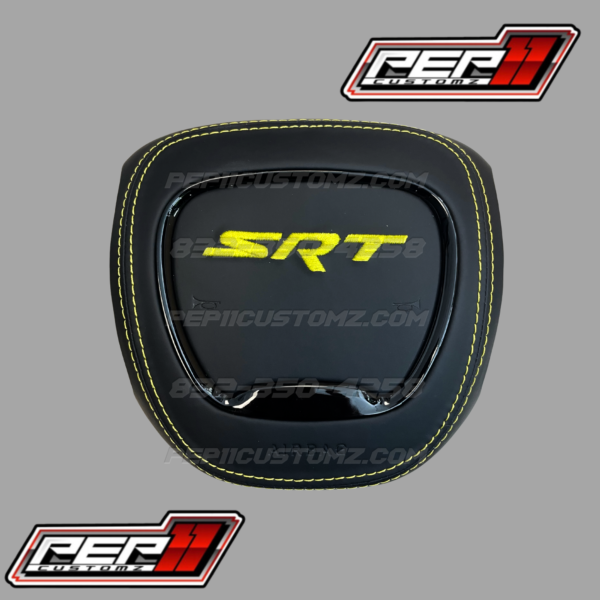SRT Black Leather Yellow Stitch Airbag Cover