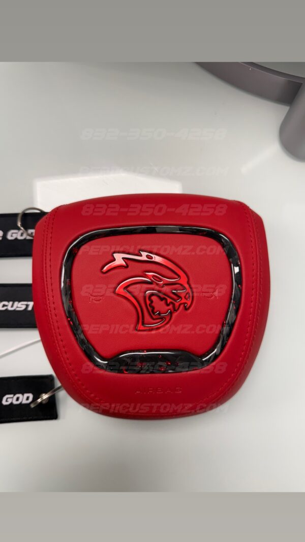 LED ‘HELLCAT’ STYLED RGB/FLOW RED LEATHER & STITCH / FORGED W RED FLAKES - Image 2