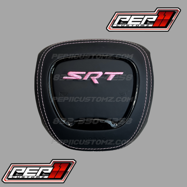 SRT Black Leather Pink Stitch Airbag Cover